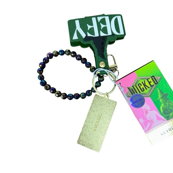 Wicked Elphaba Defy Keychain Green Solid Purse Charm Keychain Bracelet - Picture 4 of 4